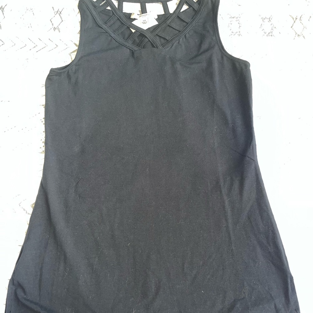 Liz Claiborne Cutout Tank Top Color Black Size XXS